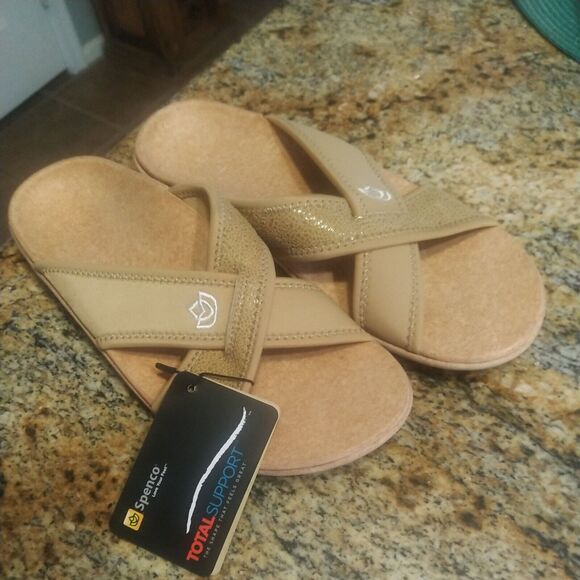 Women's Spenco Slip on Slide Sandals Tan Size 9 NEW NWT - Picture 2 of 10